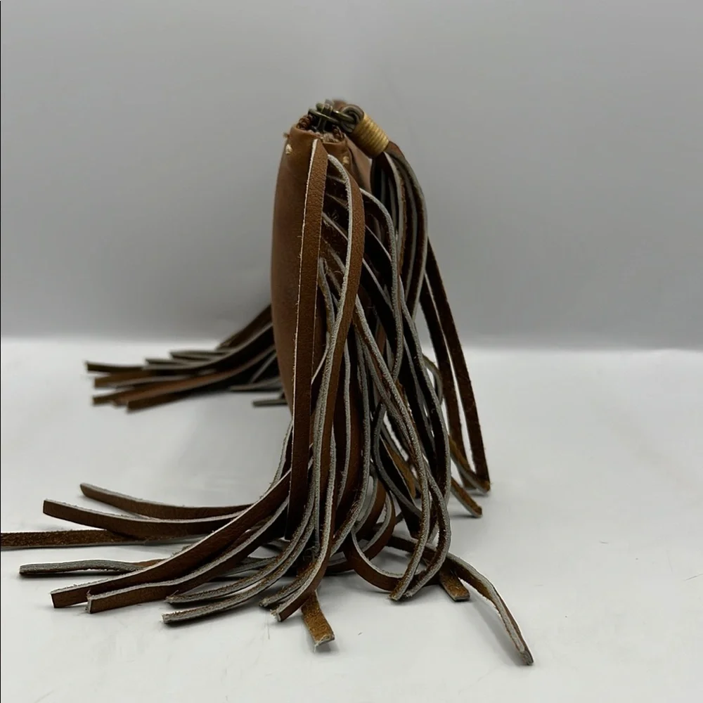 Fredd+Basha Brown‎ Fringe Clutch Boho Western Chic